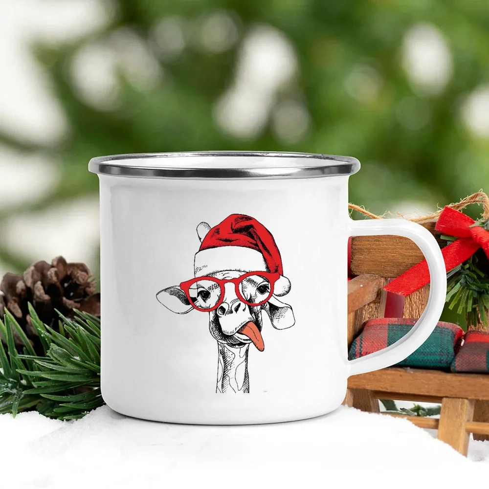 Wine Beer Coffee Drink - Uchwyt Emaliowane Kubki Santa Hat Animal